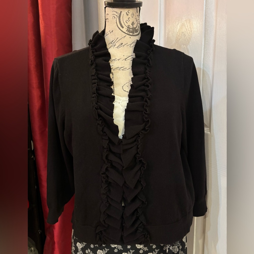 Vintage Style & Co Layered Ruffle Cardigan Sweater